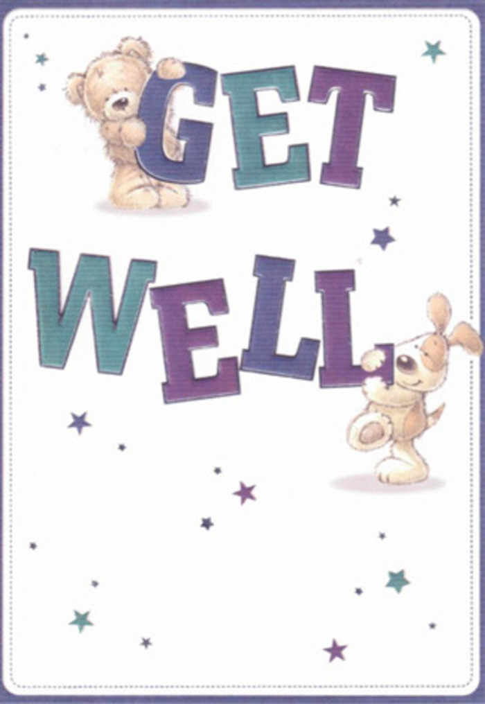 This delightful get well card captures the heart of healing, painting a whimsical tableau where a gentle bear and sprightly puppy share a moment of candid affection, their every gesture conveying encouragement. Playful stars drift around them like well wishes carried by the gentle breezes over Tufnell Park's familiar rooftops. The lettering is large, inviting, and shaded in saturated purples and aquatic blues, grounding the scene in cheerfulness and trust. The animals' textured fur appears soft and tactile-an echo of the calm one feels while holding a fresh bouquet hand-arranged at our local shop near Fortess Road. The whole design breathes with lightness and sincerity, the clean white background invoking a sense of clarity found in the morning light over community gardens nearby. Whether sent alone or paired with a freshly gathered posy from Tufnell Park Florist, this card is an authentic gesture of hope and comfort for friends and family throughout NW5.
