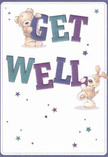 Infused with friendly warmth, this get well card sparkles with charm and gentle humour-a perfect match for brightening spirits in Tufnell Park. Two illustrated friends-a plush bear and a peppy puppy-gleefully cradle oversized, colourful letters spelling 'Get Well' in a vibrant pairing of indigo and teal. Their expressive faces and soft, detailed coats evoke the comfort of a snuggly blanket or a hand-delivered bouquet crafted nearby. Scattered star motifs in purple and blue dance across the creamy backdrop, reminiscent of night-time skies stretching above Dartmouth Park's trees. The overall mood is uplifting and sincere, echoing the community-focused heart of local Tufnell Park florists. This card's thoughtful illustration transforms a simple message into a miniature celebration-ideal for supporting loved ones recovering or in need of encouragement across NW5.